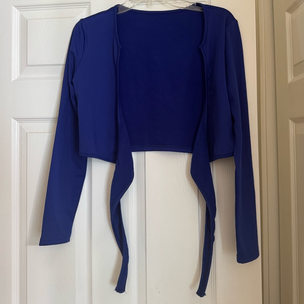 Amazon Women's Long Sleeve Wrap Front Shirt - Royal Blue
